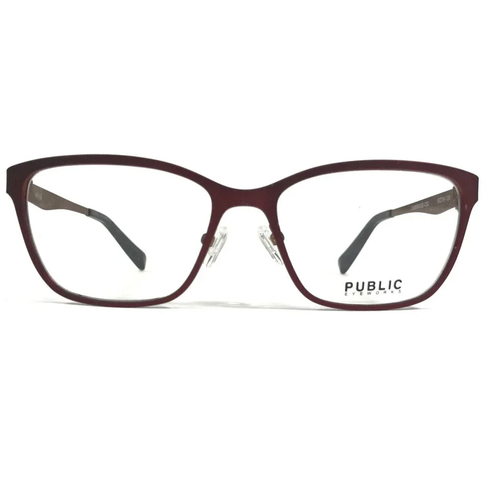 Public Eyeworks Eyeglasses Frames CAMBRIDGE-C02 Red Square Cat Eye 52-16-138